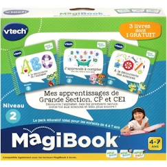 Jouet-Jeux éducatifs-Livre Interactif Magibook - VTECH - Mes Apprentissages de Grande Section, CP et CE1 - Pack de 3 livres