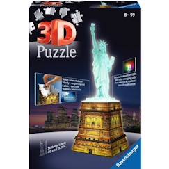 Jouet-Puzzle 3D Statue de la Liberté illuminée - Ravensburger - Monument 108 pièces - sans colle - avec LEDS couleur - Dès 8 ans