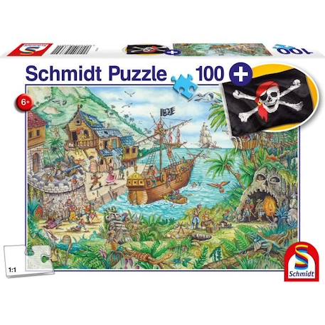 Puzzle Fantastique - SCHMIDT SPIELE - Dans la baie aux pirates - 100 pièces - Multicolore et vert VERT 1 - vertbaudet enfant 