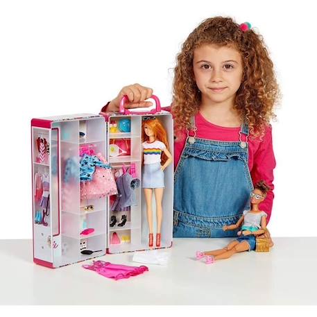 Mallette Armoire Barbie - Klein - Pour Vêtements et Accessoires de Poupées - Rose et Multicolore ROSE 3 - vertbaudet enfant 