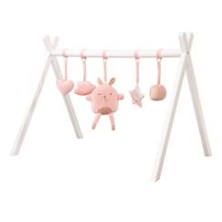Jouet-ROBA Portique d'eveil pour bébé - incl. set de pendentifs "roba Style" rose – arche de jeu en bois massif laqué