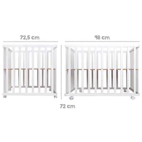 ROBA Parc Bébé 100x75 cm + Tour de parc 'Sternenzauber' Imprimé Étoiles + 4 Roues - Bois blanc BLANC 3 - vertbaudet enfant 