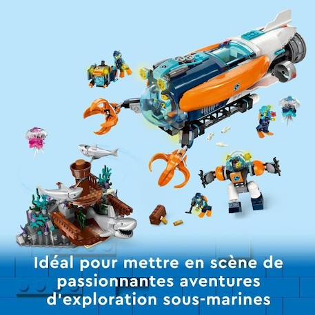 LEGO® City 60379 Le Sous-Marin d’Exploration en Eaux Profondes, Jouet avec Plongeur, et Requin BLEU 2 - vertbaudet enfant 