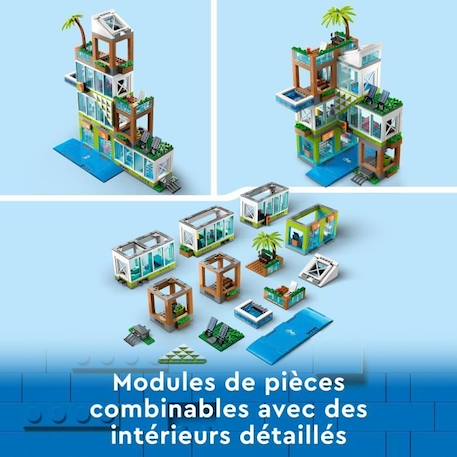 LEGO® City 60365 L’Immeuble d’Habitation, Maquette Modulaire avec Chambres, Magasin et Vélo BLEU 2 - vertbaudet enfant 