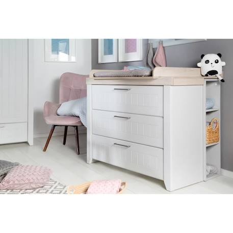 Commode à langer ROBA Helene - 3 tiroirs - Gris clair/Luna Elm BLANC 2 - vertbaudet enfant 