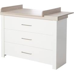 Chambre et rangement-Chambre-Commode, table à langer-Commode à langer ROBA Lucy - 3 tiroirs à fermeture amortie - Blanc - Luna Elm