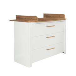 Chambre et rangement-Chambre-Commode, table à langer-Commode à langer ROBA Ava - 3 tiroirs - Blanc-chêne artisan