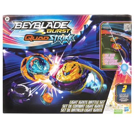 Beyblade Burst QuadStrike, Set de combat Light Ignite avec arène Beystadium, 2 toupies et 2 lanceurs BLANC 5 - vertbaudet enfant 