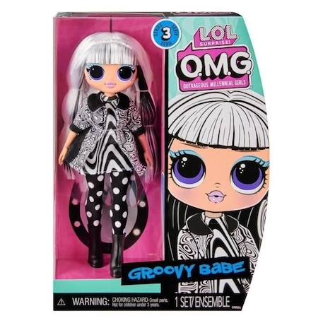 LOL Surprise OMG - Poupée Mannequin 24cm - 1 poupée Groovy Babe + 1 support pour poupée + 1 brosse GRIS 3 - vertbaudet enfant 