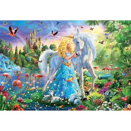 Puzzle Fantastique 1000 pièces - EDUCA - La Princesse Et La Licorne - Bleu - A partir de 12 ans - Enfant BLEU 2 - vertbaudet enfant 