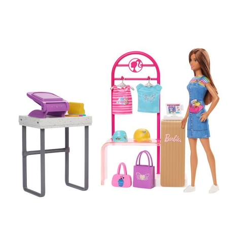 Barbie - Coffret Barbie Boutique Création - Poupée Mannequin - 5 ans et + - BARBIE - HKT78 - POUPEE MANNEQUIN BARBIE ROSE 1 - vertbaudet enfant 