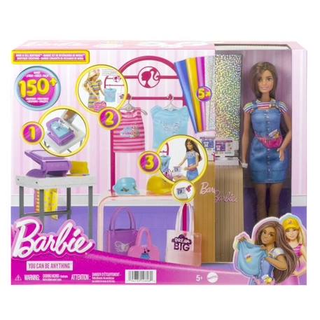 Barbie - Coffret Barbie Boutique Création - Poupée Mannequin - 5 ans et + - BARBIE - HKT78 - POUPEE MANNEQUIN BARBIE ROSE 2 - vertbaudet enfant 