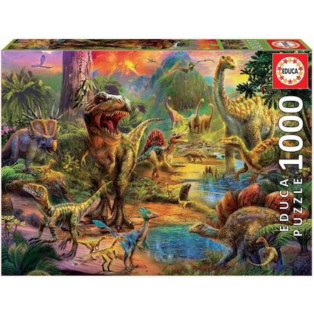 Puzzle 1000 pièces - Terre De Dinosaures - EDUCA - Animaux - Espagne - Orange ORANGE 1 - vertbaudet enfant 