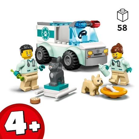 LEGO® City 60382 L'Intervention du Véhicule Vétérinaire, Ambulance Jouet pour Animaux BLANC 3 - vertbaudet enfant 