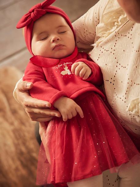 Ensemble Noël bébé : robe, bandeau et collants rouge 1 - vertbaudet enfant 