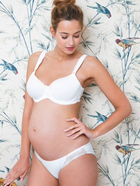 Soutien-gorge grossesse et allaitement doublé coton Bio Icone ENVIE DE FRAISE beige+blanc 7 - vertbaudet enfant 
