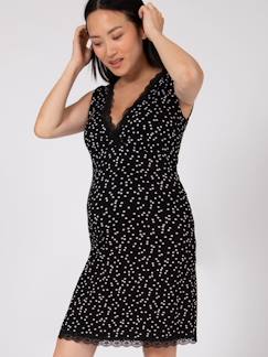 Vêtements de grossesse-Pyjama, homewear-Nuisette grosesse coton modal détail dentelle Seguolene ENVIE DE FRAISE
