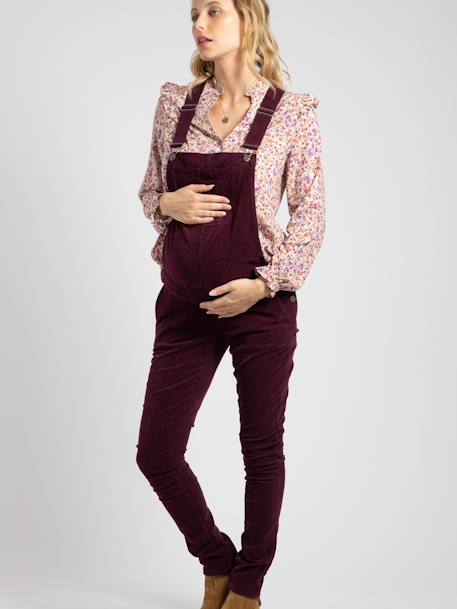 Salopette grossesse en velours côtelé Meryl ENVIE DE FRAISE aubergine 1 - vertbaudet enfant 