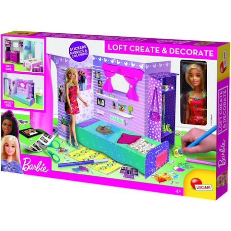 Loft à monter et à décorer éco responsable - Barbie - en carton rigide avec poupéé Barbie - LISCIANI ROSE 1 - vertbaudet enfant 