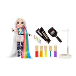 Jouet-Poupons et poupées-Rainbow High Hair Studio|Studio de coiffure - 1 poupée 27 cm + produits de coloration pour cheveux et accessoires
