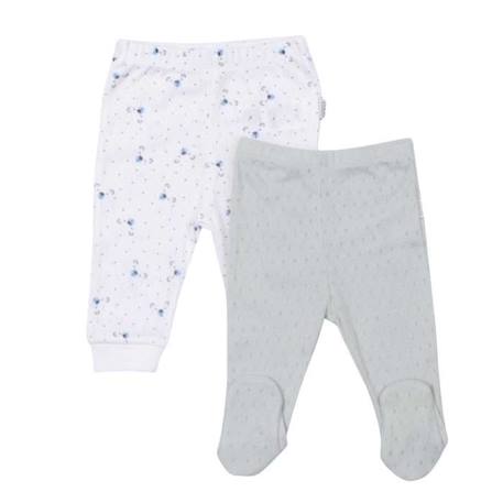Set de 2 pantalons bébé en coton bio, LÉON Gris / Blanc BLANC 1 - vertbaudet enfant 
