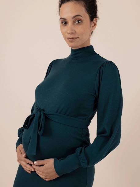 Robe pull de grossesse en maille fine Irina Ls ENVIE DE FRAISE vert sapin 2 - vertbaudet enfant 
