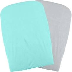 DOMIVA Lot 2 Housses matelas à langer - Polycoton - Oeko-Tex® - Aqua/Perle - 50 x 75 cm  - vertbaudet enfant