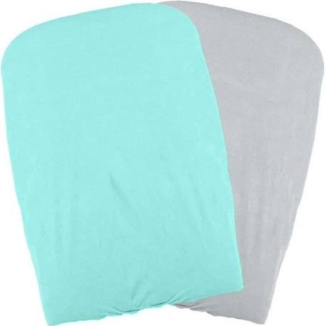 DOMIVA Lot 2 Housses matelas à langer - Polycoton - Oeko-Tex® - Aqua/Perle - 50 x 75 cm BLEU 1 - vertbaudet enfant 