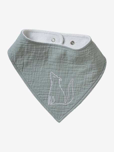 Lot 3 bavoirs bandanas en gaze de coton Bord de mer+Broceliande+Dans les bois+Hanoi+Hérisson+Hygge+lot renard+Mon coeur+Tanzanie 14 - vertbaudet enfant 