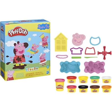 PLAY-DOH - Styles de Peppa Pig avec 9 Pots de pâte à modeler atoxique - 11 accessoires - jouet pour enfants - dès 3 ans - Les héros ROSE 4 - vertbaudet enfant 