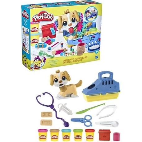 Coffret Play-Doh Le cabinet vétérinaire avec chien et 10 outils - Les classiques JAUNE 1 - vertbaudet enfant 