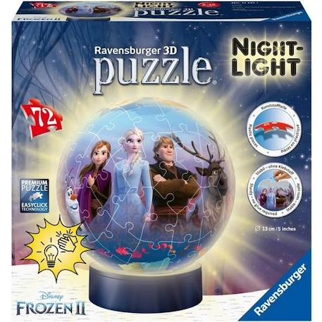 Puzzle 3D Ball La Reine des Neiges 2 illuminé - Ravensburger - Enfant 6 ans et plus BLEU 1 - vertbaudet enfant 