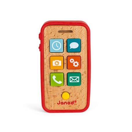 Téléphone Sonore en Bois JANOD - Dès 18 mois - 7 touches sonores en plastique souple - Rouge ROUGE 2 - vertbaudet enfant 