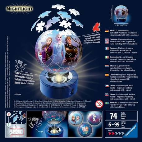 Puzzle 3D Ball La Reine des Neiges 2 illuminé - Ravensburger - Enfant 6 ans et plus BLEU 4 - vertbaudet enfant 