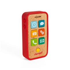 Jouet-Premier âge-Téléphone Sonore en Bois JANOD - Dès 18 mois - 7 touches sonores en plastique souple - Rouge