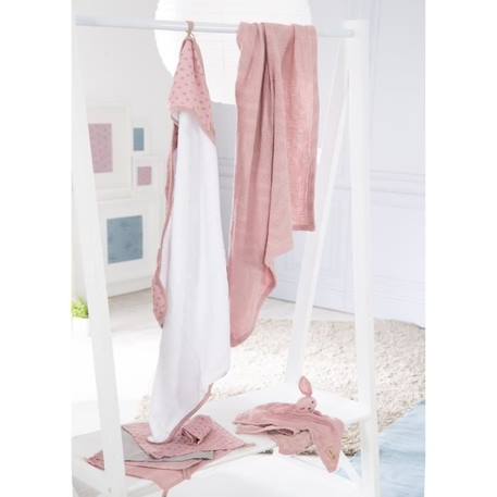 ROBA Coffret Bébé Lil Planet - 8 PCS - 1 Cape de Bain + 5 Gants de Toilette + 1 Doudou + 1 Couverture - Rose / Gris ROSE 3 - vertbaudet enfant 