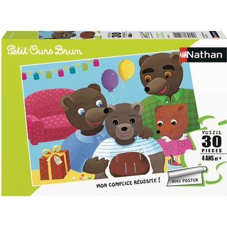 Puzzle Petit Ours Brun 30 pièces - Nathan - Anniversaire - Dessins animés et BD - Mixte BLEU 1 - vertbaudet enfant 