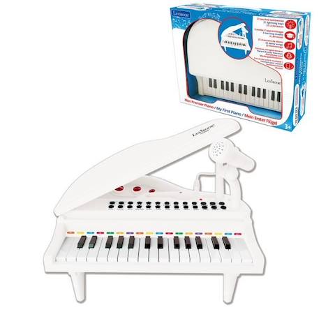 Mini piano à queue électronique avec micro, 31 touches lumineuses pour apprendre la musique et câble Aux-In BLANC 1 - vertbaudet enfant 