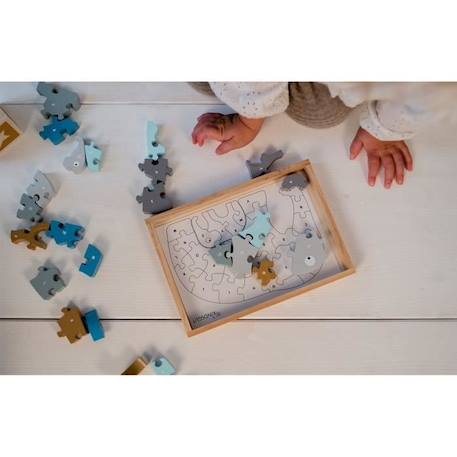 Puzzle en bois 3D Alphabet - KINDSGUT - Éléphant - Animaux - Bleu - Moins de 100 pièces BLEU 2 - vertbaudet enfant 