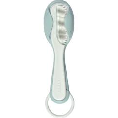 -BÉABA, Peigne + brosse à cheveux, bébé/enfant, Système de rangement du peigne intégré au dos de la brosse, Green Blue