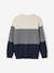 Pull colorblock garçon maille fantaisie bleu nuit+vert d'eau 2 - vertbaudet enfant 