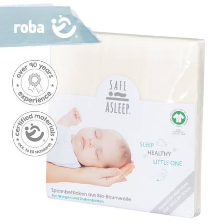 Drap Housse Bébé ROBA - safe asleep® - 40x90 à 45x90 cm - 100% Coton-Jersey - Blanc Canadien BLANC 3 - vertbaudet enfant 