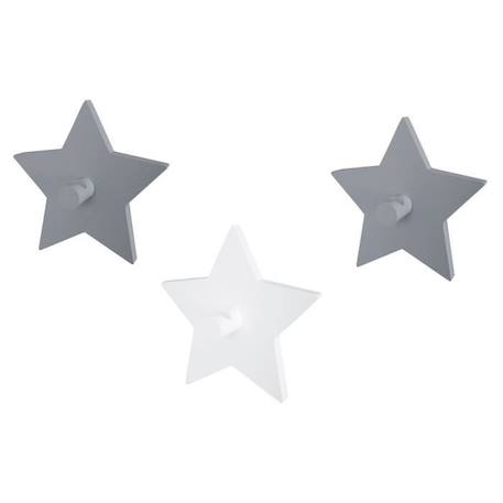 Crochet mural 'Little Stars' - ROBA - Forme d'étoile - Patère Bébé - 3 pièces GRIS 3 - vertbaudet enfant 