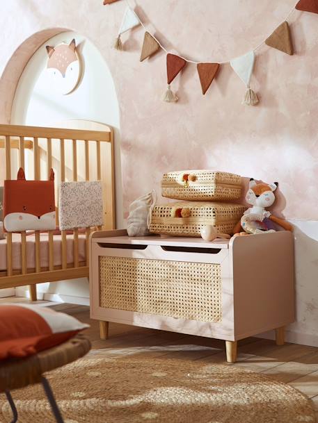 Coffre à jouets cannage POÉSIE rose 1 - vertbaudet enfant 