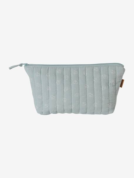 Trousse de toilette en gaze de coton bleu grisé+rose 2 - vertbaudet enfant 