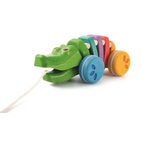 Jouet à tirer - Plan Toys - Alligator arc en ciel - Bois - Vert - A partir de 12 mois VERT 1 - vertbaudet enfant 