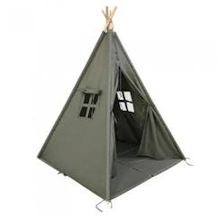 -Tente Tipi pour Enfants SUNNY Alba en Gris - Coussin Pliant Inclus - 120x120 cm