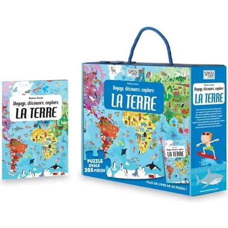 Puzzle & Livre - Voyagez - découvrez - explorez - La Terre BLEU 1 - vertbaudet enfant 