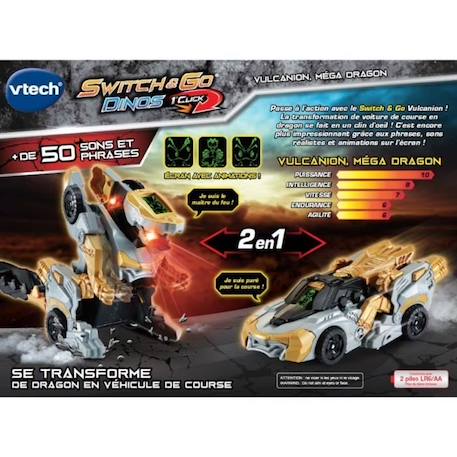 VTECH - Switch & Go Dinos - 1'Click - Vulcanion, Méga Dragon - Enfant - Pile - Marron, noir et gris BEIGE 5 - vertbaudet enfant 