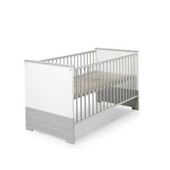 Chambre et rangement-Chambre-Lit bébé, lit enfant-Lit bébé évolutif eco gris - SCHARDT - Eco Argent - Bois - 140x70 cm - Hauteur réglable